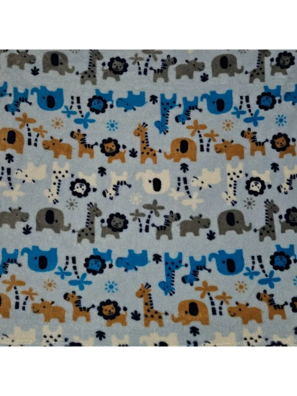 Baby Gear Blue Fleece Blanket Elephant Lion Hippo Giraffe Zebra Gray Brown White